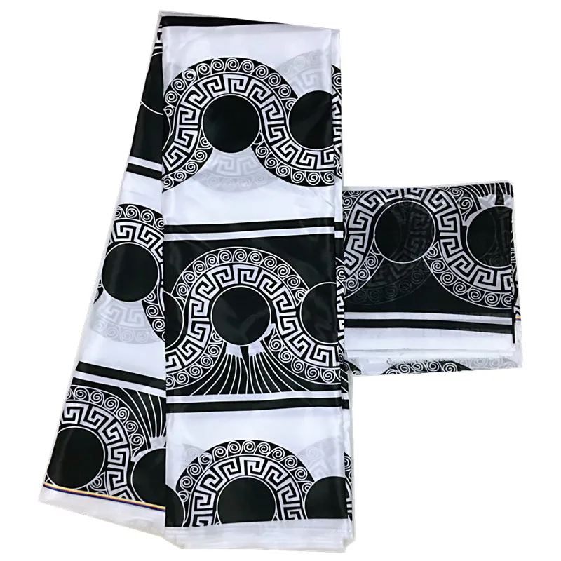 

New African fabric silk wax digital print satin wax fabric for dress african wax silk fabrics with chiffon set for party dress