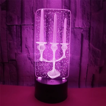 

Romantic Atmosphere 3D Illusion Candle Night Light USB 7 Color Flashing LED Sleeping Lamp Wedding Valentine's Day Gifts