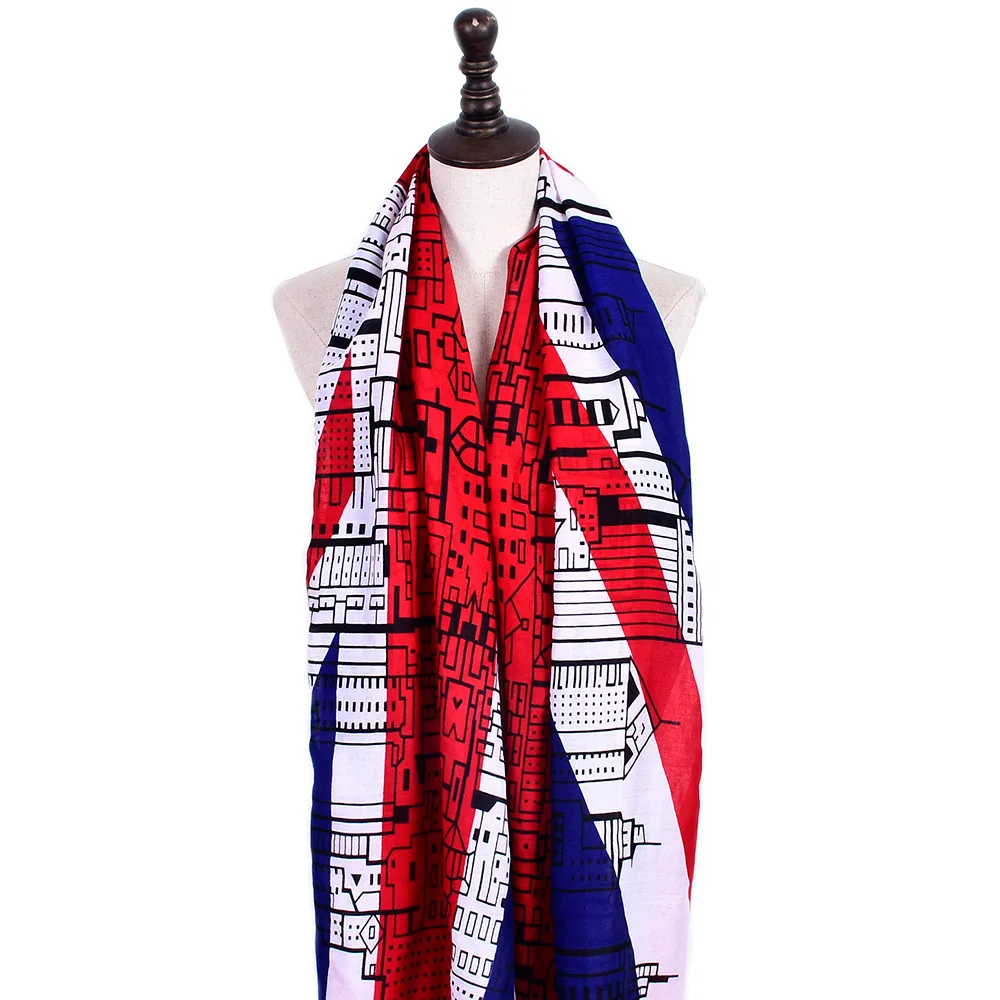 

120pcs/lot fashion UK flag scarf shawl pashmina/ Britain's flag and buliding pashmina/flag scarf