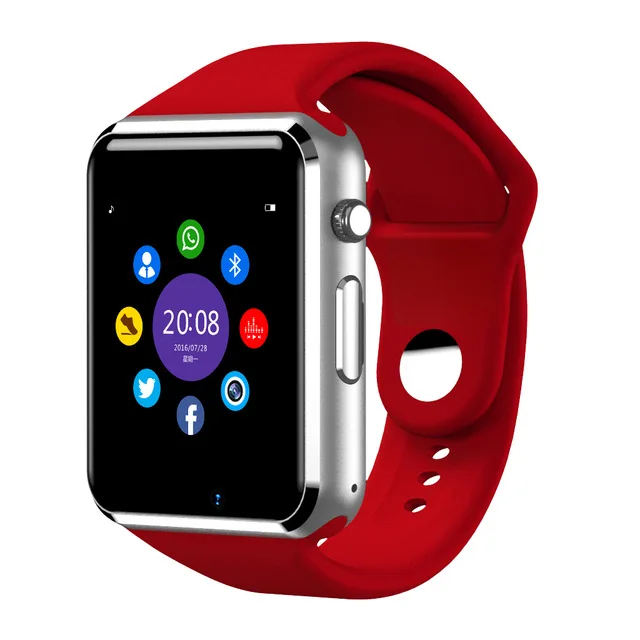 KESHUYOU A1 Bluetooth Смарт часы Спорт Шагомер Smartwatch Android с sim-камерой умная электроника PK apple часы телефон - Цвет: Красный