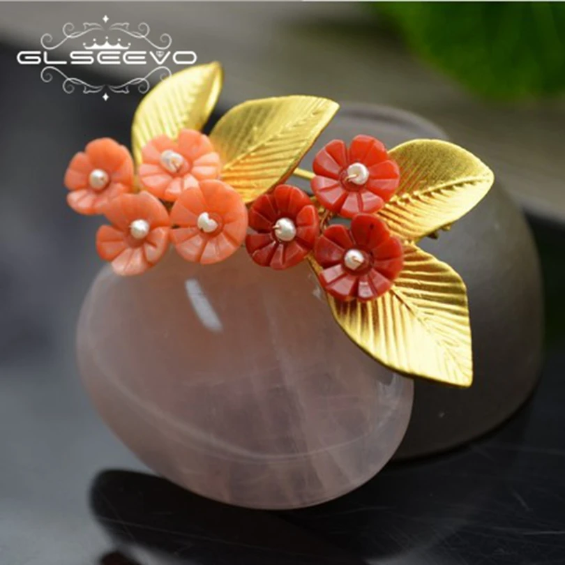 

XlentAg Natural Pink Crystal Stone Pins Flower Brooches For Women Accessories Party Gifts Dual Use Luxury Fine Jewellery GO0286