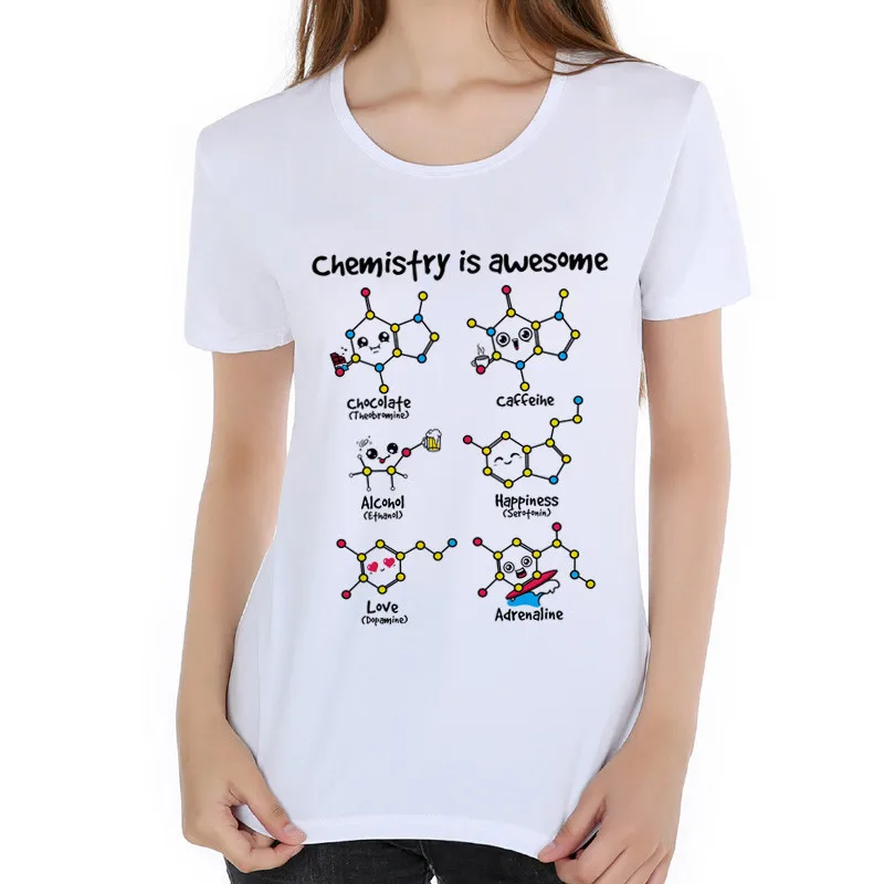 Футболка с надписью Chemistry is awesome, женская футболка, Женская милая футболка с графическим принтом, футболка с короткими рукавами для девочек - Цвет: Picture-1