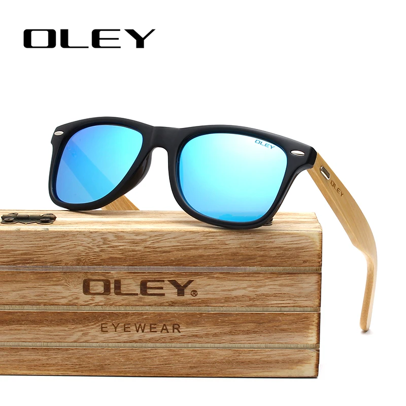 Мужские и женские бамбуковые очки OLEY классические квадратные солнцезащитные в