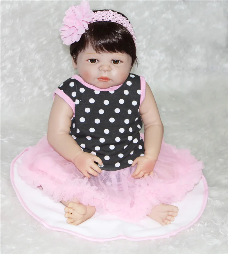 Full Silicone Reborn Baby Dolls Toys Lifelike 55cm Newborn Girl Babies Doll Lovely Birthday Gift  Girls bebe Brinquedos bonecas