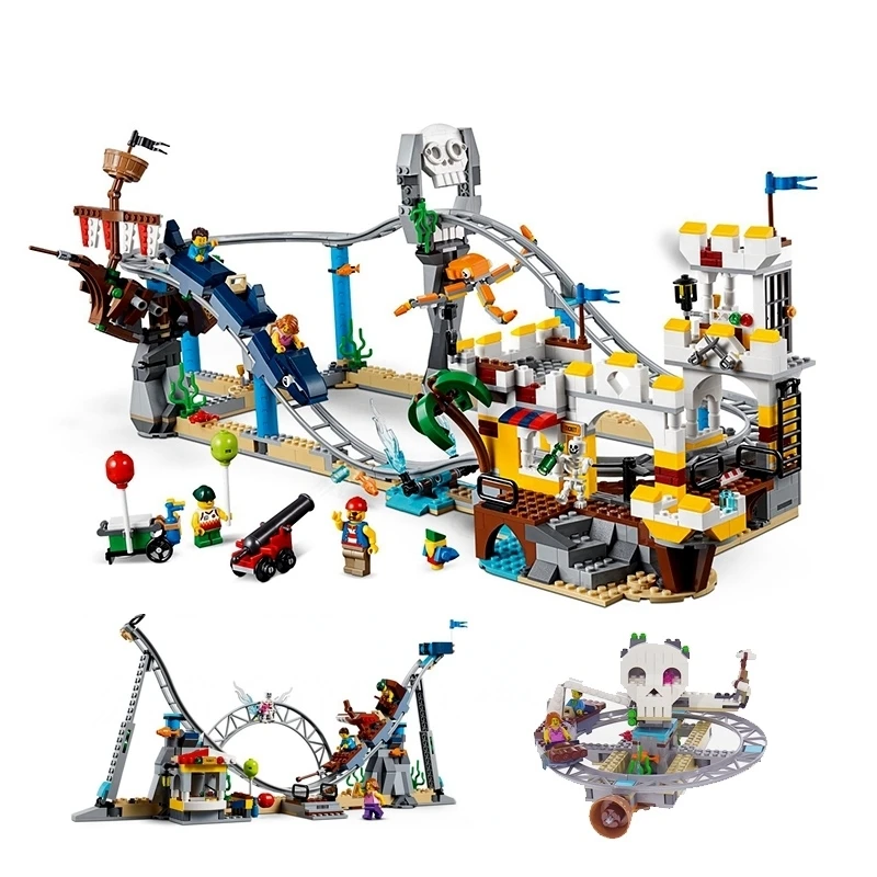 

1033Pcs Fit Legoness City Creator 31084 Pirate Roller Coaster 3 in 1 Set Mini Figures Building Blocks DIY Toys For Children Kids