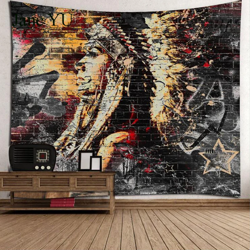 

JaneYU Brick wall tapestry fashion personality print tapestry beach towel