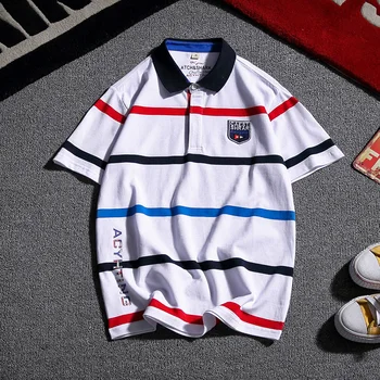 

In the summer of 2018 the new stripe printed big yards short sleeve men polo 8961 M - 5 xl quantity big difference P40