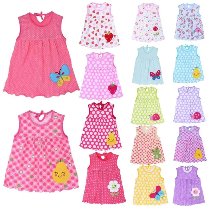 

Summer Sleeveless Baby Dresses Cartoon Embroidery Girls Vest Dress Princess O-neck Sundress Kids A-Line Dress Children Clothes