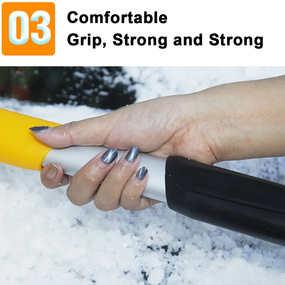 Detachable EVA Snow Shovel Long Handle Snow Brush Car Portable Aluminum Alloy Auto Glass+random Color Sheathed Car Clean Tool