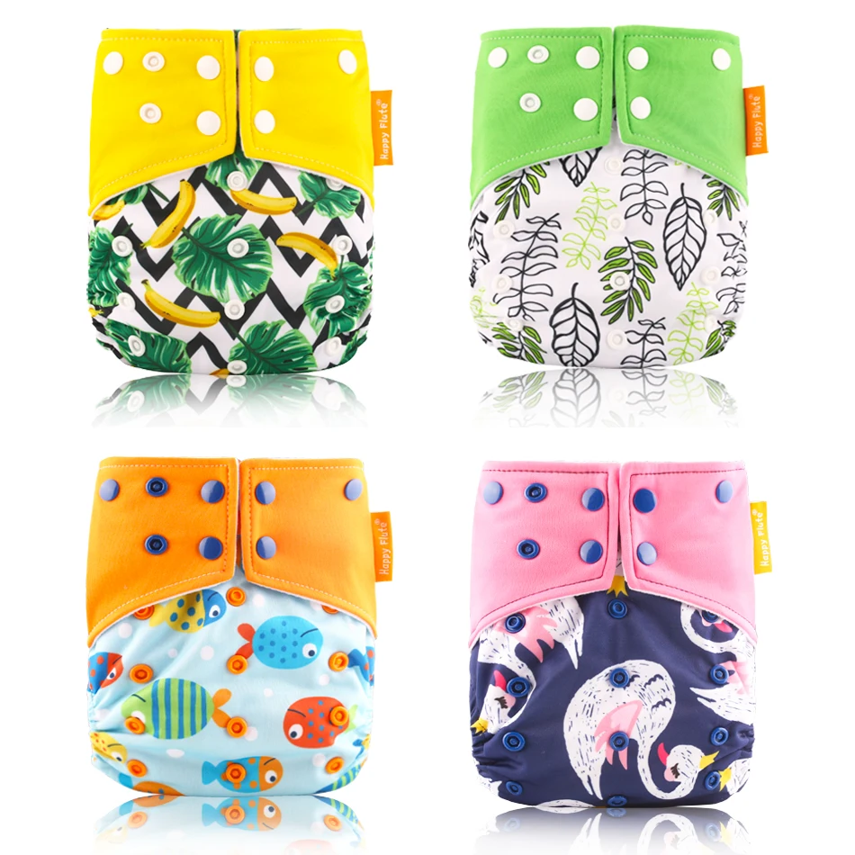 

HappyFlute Cloth Diaper Suede Cloth Inner Baby Nappy Waterproof and Reusable Diaper Dual Gussets 1PCS cloth diaper