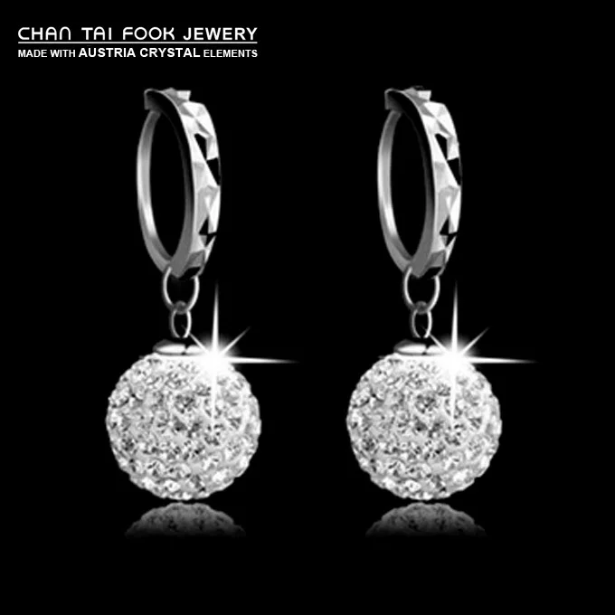 

IREACESS New fashion silver plated earrings crystal ball wedding hoop earrings for women jewelry