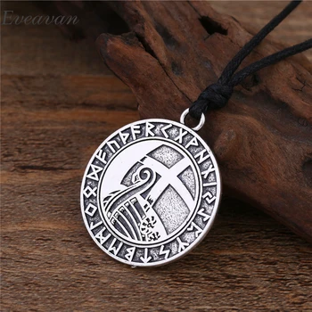 

EUEAVAN 30pcs Religious Supernatural Amulet Pendant Necklace Norse Runes The Crusades Viking Jewelry Gift For Men