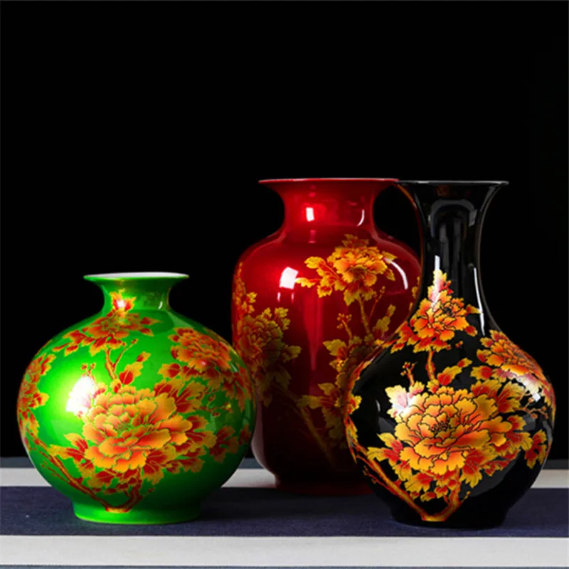 Китайская Ваза фарфоровая со стразами, блестящий цветок ваза Декор для дома своими руками Сияющие Семейные вазы для роз украшения дома R1825