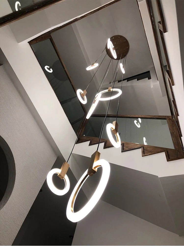 Modern LED chandelier nordic living room pendant lamp bedroom fixtures staircase lighting loft illumination long hanging lights