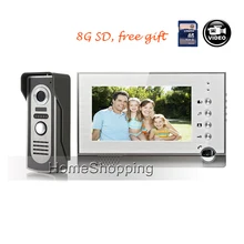 FREE SHIPPING 7″ Color Screen Video Intercom Door Phone System 1 Recording Monitor 1 Night Vision Door Intercom Camera In Stock