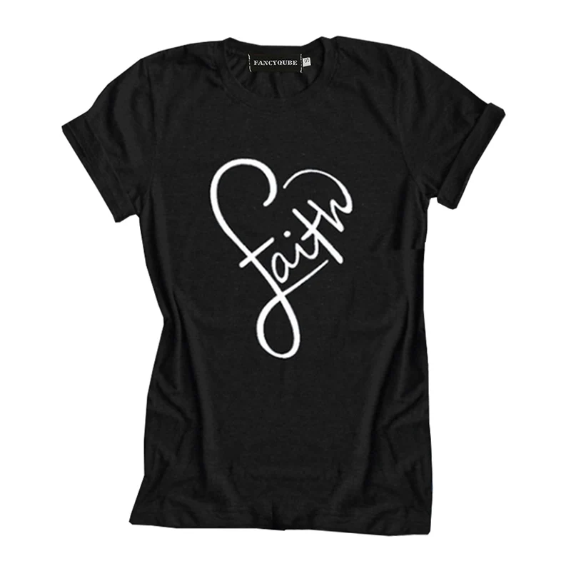 Love Heart Jesus Faith T Shirt Women Short Sleeve Funny Christian ...