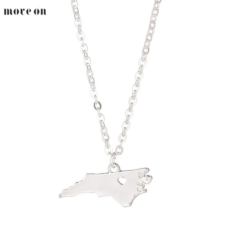 

Min 10PCC Hot Sale North Carolina Necklace College Stocking Stuffer Map Home Wanderlust Raleigh Long Chain for Women Men Gift
