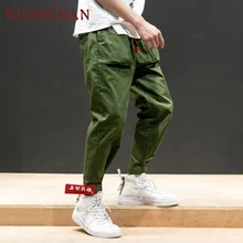 KUANGNAN, китайский стиль, вышивка, брюки карго, мужские, для бега, Японская уличная одежда, для бега, Мужские штаны, хип-хоп брюки, мужские штаны