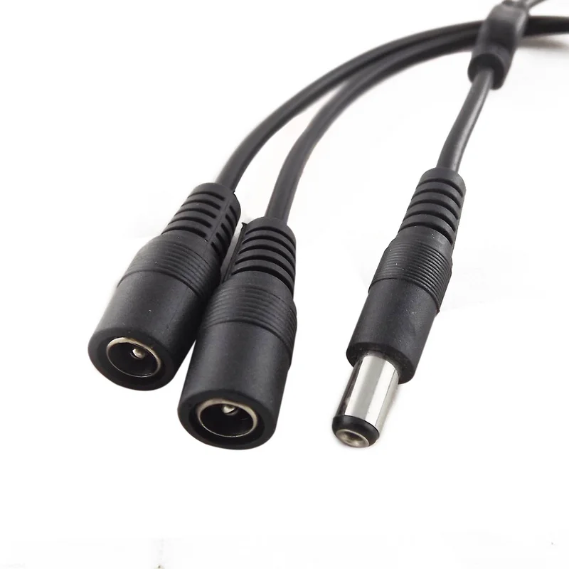 DC Power Male To Female Cables 5.5x2.1mm Plastic External 1 Male Plug To 2 Female Jack Cable Splitter Adapter For CCTV