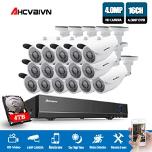 16CH HD 4MP CCTV Системы 16 шт. 4MP камеры безопасности на открытом воздухе Водонепроницаемый IP66 ночного видения комплект системы охранного видеонаблюдения жесткого диска опционально