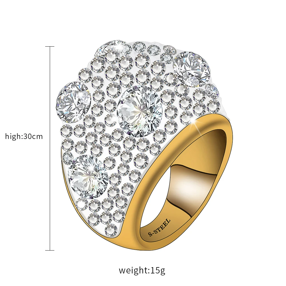 Мода Ясно австрийский хрусталь, свадьба кольца с золотой Цвет Высокое качество нержавеющей стальные кольца ювелирные изделия Аксессуары для Для женщин