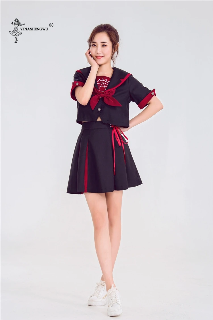 Японская школьная форма для девочек, Женский костюм моряка, Женский костюм для танцев, костюмы на Хэллоуин, комплект из 2 предметов с галстуком