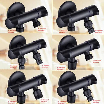 

Brass Black One Into Two Out Dual-purpose Angle Valve Water Separator Dual-use Washing Machine Faucet Three-way Angle Valve