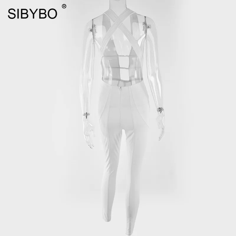 Sibybo, сексуальный женский комбинезон с лямкой на спине, s комбинезон, без рукавов, с вырезами, обтягивающий Летний комбинезон для женщин, повседневные женские комбинезоны
