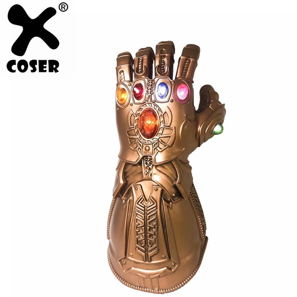XCOSER Бесконечность войны косплей танос 1:1 копия светящаяся перчатка со светом