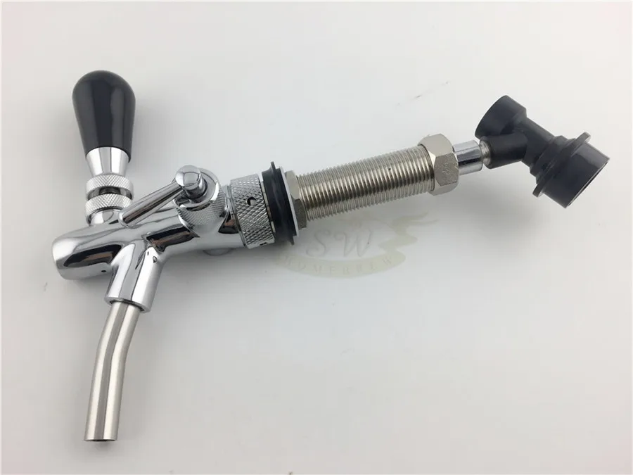 Adjustable Kegerator Draft Shank Tap chrome Brass Beer Faucet with Long Shank for Keg Tap Quick Disconnect (3)