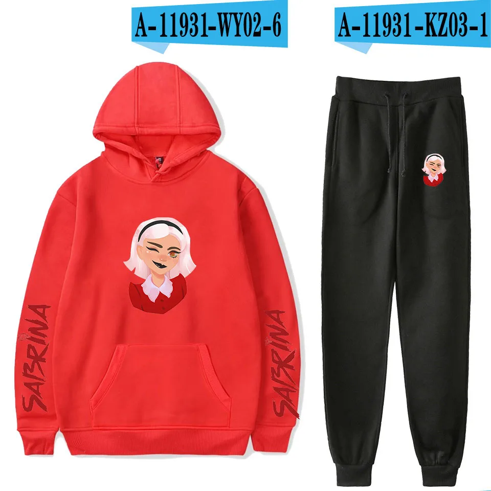 Red sabrina толстовка с капюшоном женские модные толстовки с капюшоном+ спортивные костюмы Осень Зима Теплый Белый свитшот - Цвет: Red