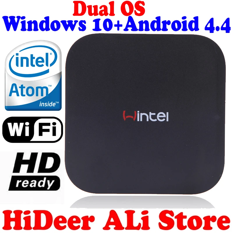 Новый Windows 10 ОС и коренится Android 4.4.4 Dual система МИНИ ПК Intel Quad Core CPU 2 Г + 32 wintel TV Box