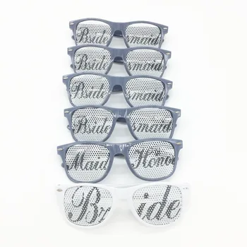 

Set of 6 PairsBridal Bachelorette Party Favors Wedding Kit Bride & Bridesmaid Party ,Maid of Honor Sunglasses Gray and White