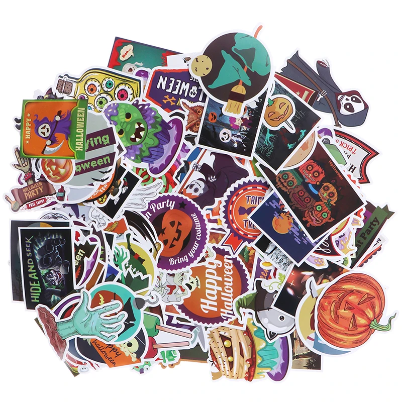 

100Pcs Halloween skull pumpkin cool DIY scrapbook suitcase laptop guitar sticker