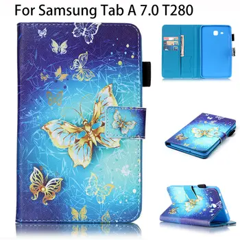 

Painted PU Leather Case For Samsung Galaxy Tab A a6 7.0 T280 T285 SM-T280 Cases Cover Tablet Flip Fashion Butterfly Funda Shell