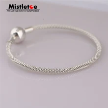 Омела Аутентичные 925 пробы серебряный браслет с сеткой Fit Eurpeon ювелирные изделия
