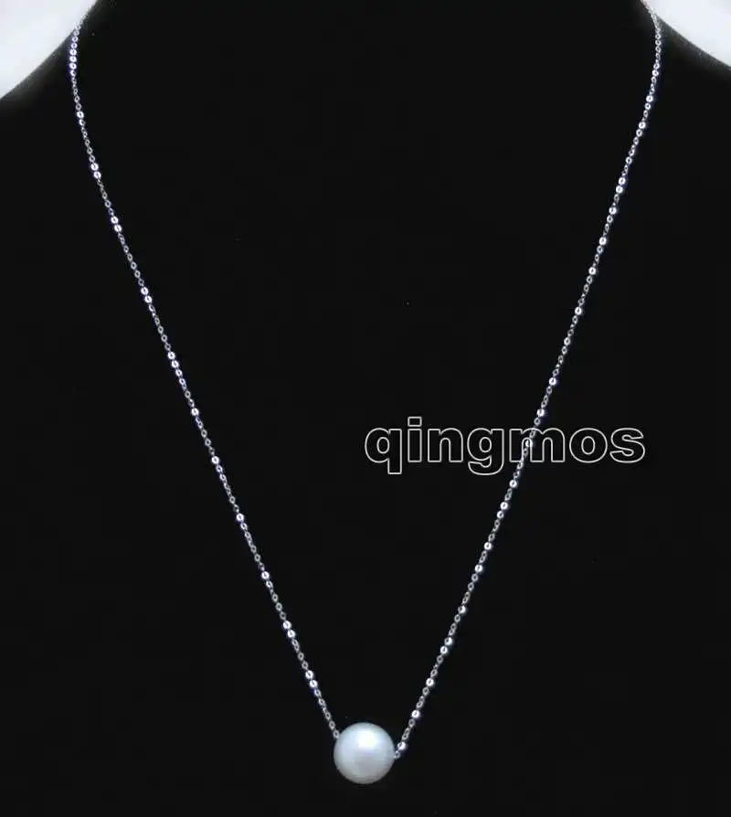 AAA Big 9-10mm White Round Natural Freshwater pearl White gold Chain 18 necklace-nec6375 AAA Big 9-10mm White Round Natural Freshwater pearl White gold Chain 18 necklace-nec6375