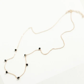 

SUNIANGON Korean 925 Sterling Silver Black Mini Bead Chain Necklace Simple Delicate Rose Gold / Gold S925 Necklace Women Jewelry
