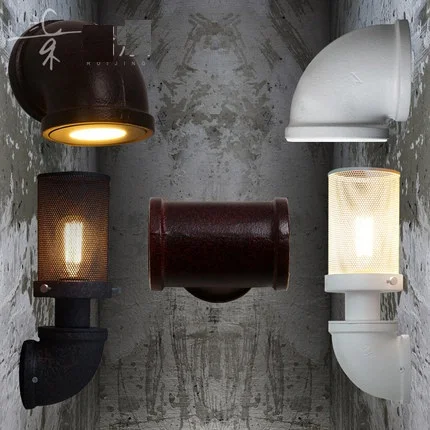 Retro Loft Style Iron Industrial Vintage LED Wall Light Fixtures Antique Water Pipe Lamp Bedside Wall Sconce Lampara Pared