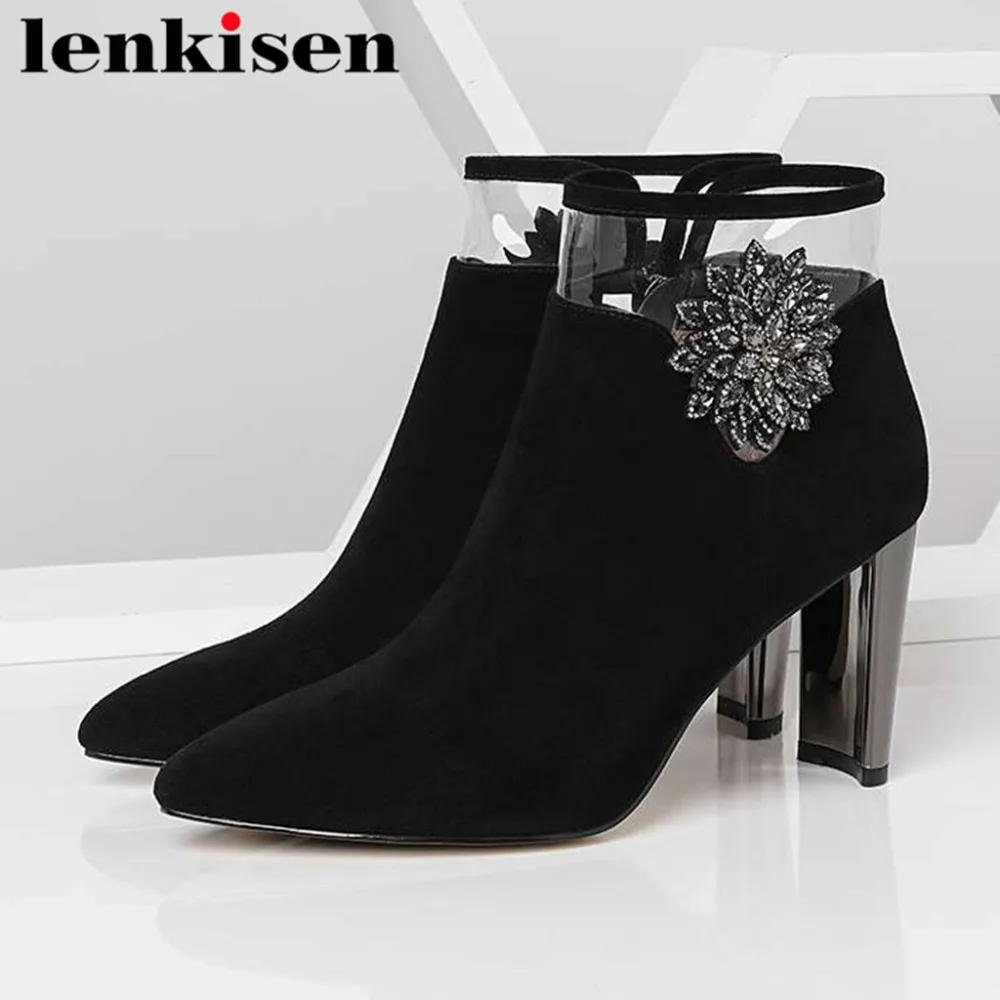 

2019 superstars kid suede high heels metal zipper pointed toe metal flowers design pointed toe oxford fashion chelsea boots L66
