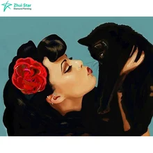 Полный квадратный алмаз 5D DIY Алмазная картина фото на заказ "Красота и кошка" 3D вышивка крестиком Мозаика Декор