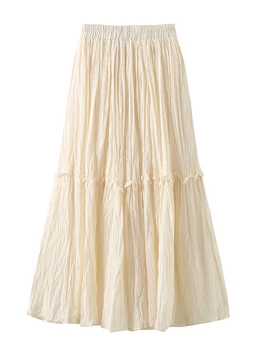 

Women's Chic Ruffles Chiffon A-line High Waist Long Skirt Summer