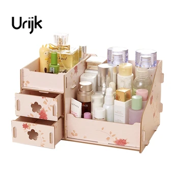

Urijk Wooden Office Table Storage Box Jewelry Container Makeup Organizer Case Handmade DIY Cosmetic Organizer Wood Box
