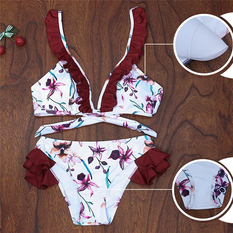 

Women's Swimsuit Summer Beach Wear Sexy String Bikini Strips Bra Swimsuit Swimwear Beachwear Women Two-Piece Suits J07#F