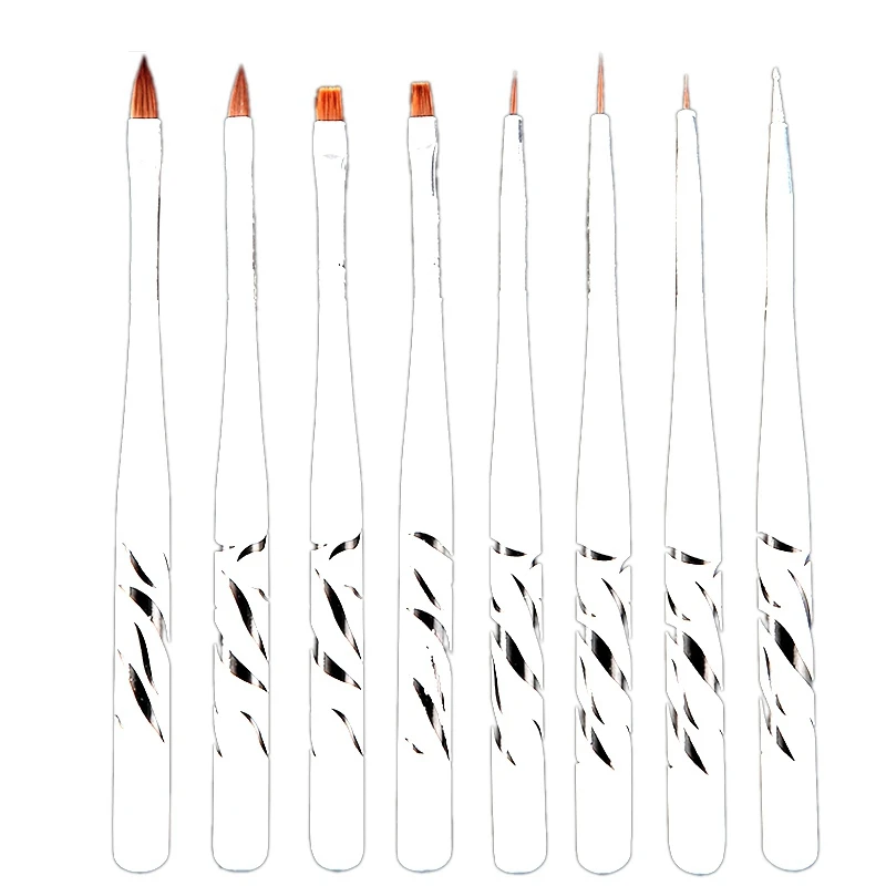 

Monja 8Pcs/Set Of Nail Art Acrylic Liquid Powder French Striped Line Lining Painting Design Brush Dotted Picking Pen Manicure