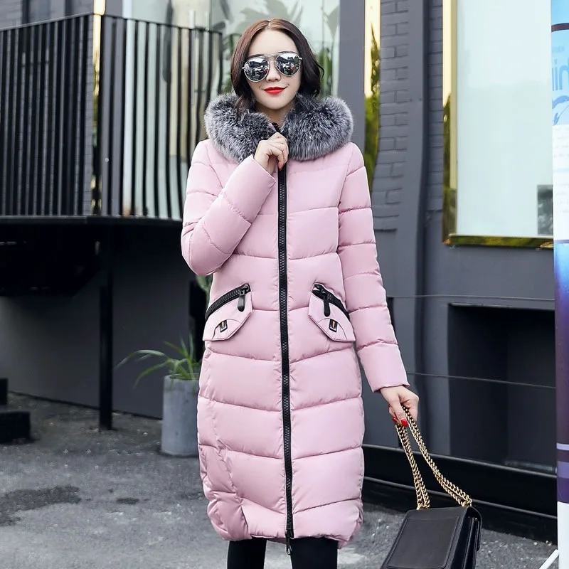 Women's Middle Age Big Hair Collar Winter Dress New Girl's Students Over Knee Repair Thickening And Yards Cotton. | Женская