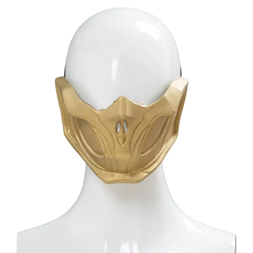 

Mortal Kombat 11 Scorpion Mask Latex Half Face Golden Headgear Halloween Mask for Cosplay Party