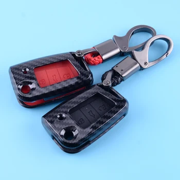 

DWCX Remote Key Carbon Fiber Cover Case Shell Chain Fit For Volkswagen VW Golf MK7