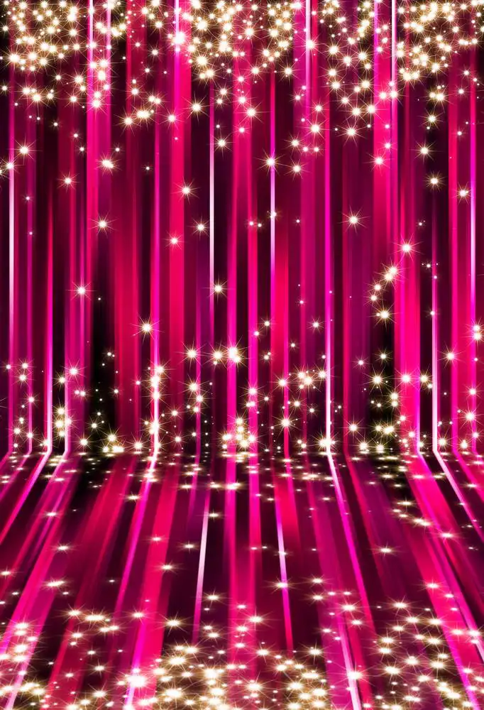 

5x7FT Sparkles Stars Dance Room Pink Stripes Custom Photo Studio Backdrop Background Vinyl 220cm x 150cm