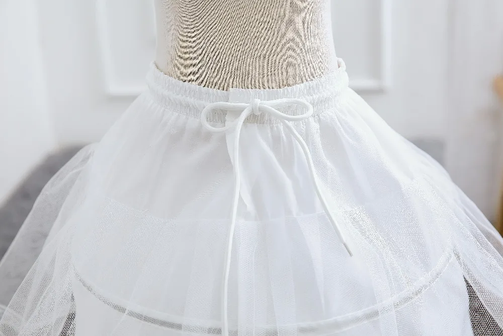 Белый детский подъюбник, бальное платье, однослойная детская однотонная кружевная юбка с цветочной отделкой, подъюбник для девочек, эластичная резинка на талии